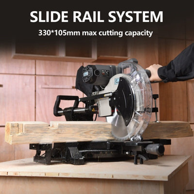 SwitZer Mitre Saw 12" Compound Sliding 1800W Double Bevel Cut with Laser Blade