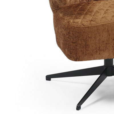 Swivel Accent Chair in Burnt Orange Light Brown Textured Chenille Fabric