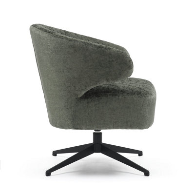 Swivel Accent Chair in Green Textured Chenille Fabric