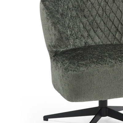 Swivel Accent Chair in Green Textured Chenille Fabric