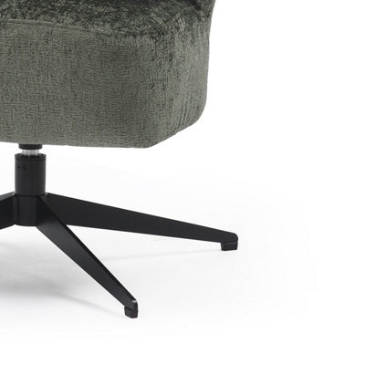 Swivel Accent Chair in Green Textured Chenille Fabric