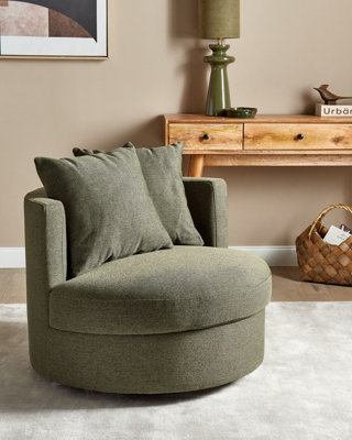 Swivel Armchair DALBY Fabric Dark Green