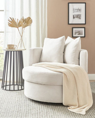 Swivel Armchair DALBY Fabric Light Beige
