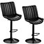 Swivel Bar Stools Set of 2 With Back, Chair Height Adjustable, PU Leather Covered, for Bar, Kitchen, Dining Room-Black