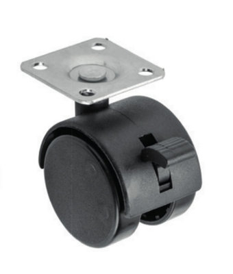 Swivel Castor Wheels 50mm with brake - trolley, furniture Casters - black - set of 4