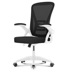 Swivel Computer Chair Home Office Chair with Flip Up Armrests,Breathable Mesh(Black-White)