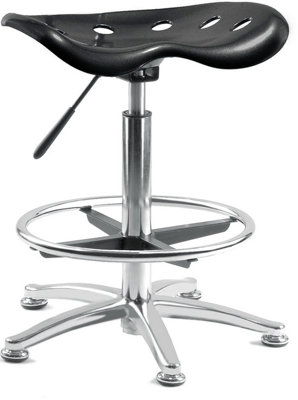 Swivel Ergonomic Tek Stool Adjustable Height with Foot ring - Black