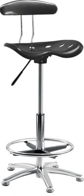 Swivel Ergonomic Tek Stool with Backrest with Adjustable Height and Foot ring - Black