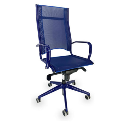 Swivel Mesh Office Chair with polished painted steel armrests and rubberised castors, 70 x 55 x 125 cm, brand Off Line model Blick