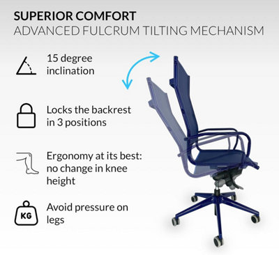 Swivel Mesh Office Chair with polished painted steel armrests and rubberised castors, 70 x 55 x 125 cm, brand Off Line model Blick