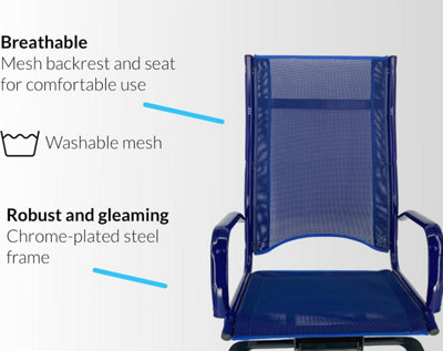 Swivel Mesh Office Chair with polished painted steel armrests and rubberised castors, 70 x 55 x 125 cm, brand Off Line model Blick