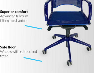 Swivel Mesh Office Chair with polished painted steel armrests and rubberised castors, 70 x 55 x 125 cm, brand Off Line model Blick