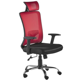 Swivel Office Chair Red and Black NOBLE