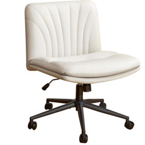 Swivel Office Chair without Armrest for Home Bedroom-Beige