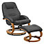 Swivel Recliner and Footstool Set PU Leather Upholstered Reclining Chair Armchair Lounger Chair with Ottoman,Black