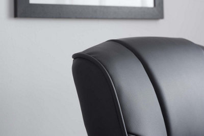 Swivel Recliner Reclining Chair Black Birlea Memphis Faux Leather & Footstool