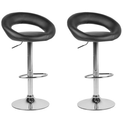 Swivel Stool Swivel Set of 2 Faux Leather Black PEORIA