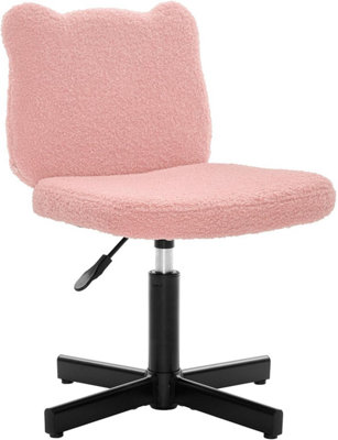 Swivel Vanity Stool with Bear Ear Backrest, Height Adjustable Teddy ...