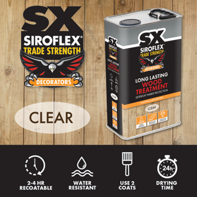 SX Siroflex Wood Treatment Clear - 5L - Long Lasting Exterior Timber ...