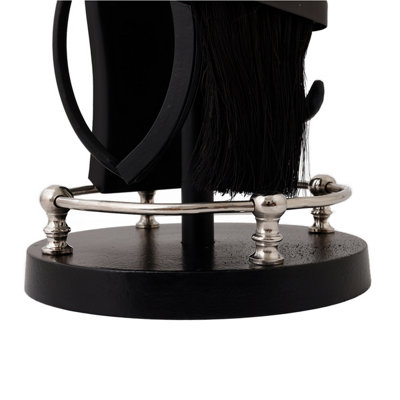 Sycamore Fireside Companion Set Iron Tool Stand Silver Handles Circular Base - 5