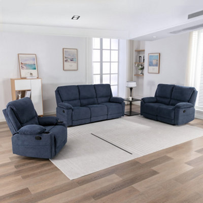 Blue recliner deals sofa set