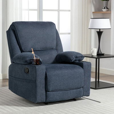 Sydney 1 Seater Fabric Manual Recliner Chair (Blue)