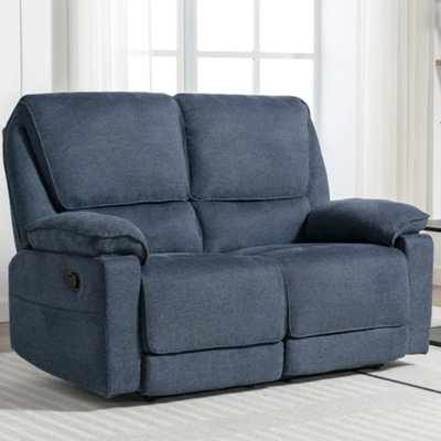 Sydney 2 Seater Fabric Manual Recliner Sofa Blue