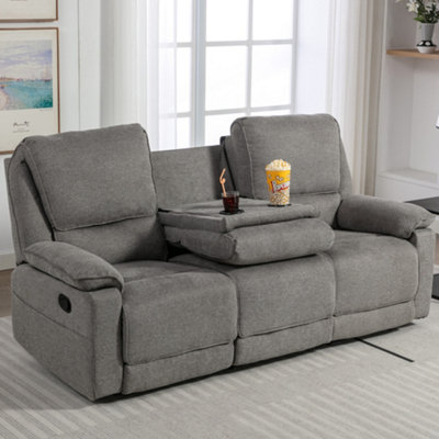 SYDNEY 3 SEATER FABRIC MANUAL RECLINER SOFA GREY DIY at B&Q