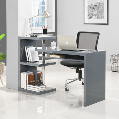 Sydney High Gloss Rotating Home And Office Laptop Desk in Grey