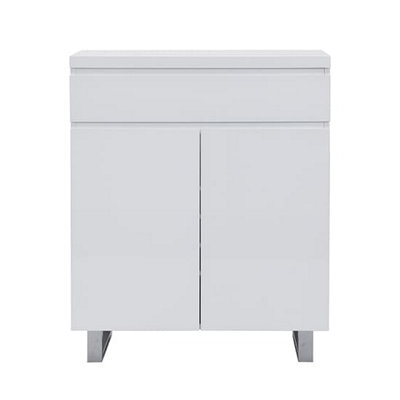 Sydney High Gloss Shoe Cabinet With 2 Door 1 Drawer In White