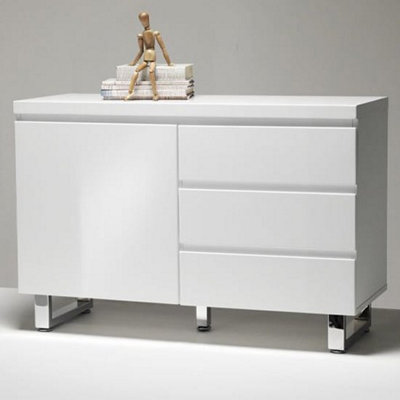 Sydney Small High Gloss Sideboard With 1 Door 3 Drawer In White