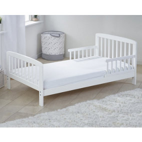 Sydney Toddler Bed White with Safety Side Rails  Solid Pine Wood Kids Bed