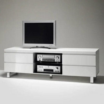 Sydney TV Stand With Storage Living Room and Bedroom, 1665 Wide, Four Drawers Storage, Media Storage, White High Gloss Finish