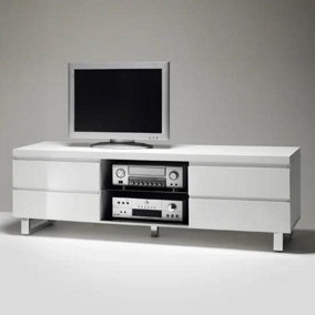 Sydney TV Stand With Storage Living Room and Bedroom, 1665 Wide, Four Drawers Storage, Media Storage, White High Gloss Finish