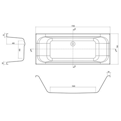 Sydney White Super-Strong Acrylic Double Ended Straight Bath (L)1700mm (W)700mm