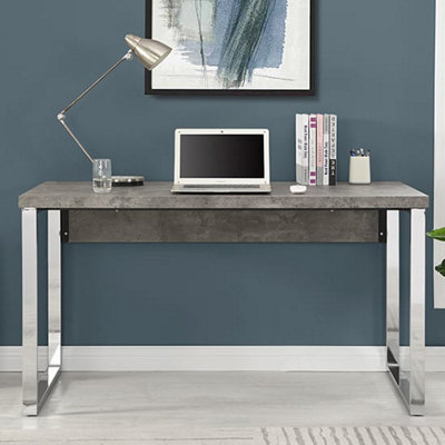 Sydney Wooden Laptop Desk In Concrete Effect With Chrome Frame