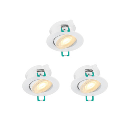 Sylvania SylSpot Neutral White - Candlelight 3 CCT Dimmable IP44 Rated 5.5W Recessed LED Spotlight, 3-Pack