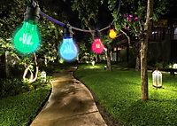 Sylvania YourHome Coloured 12 Bulb Outdoor Extendable Festoon String Kit - 9m (Bulbs Included)