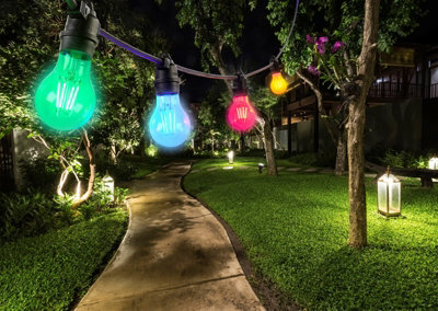 Sylvania YourHome Coloured 12 Bulb Outdoor Extendable Festoon String Light Kit - 9m (Bulbs Included)