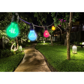 Sylvania YourHome Coloured 12 Bulb Outdoor Extendable Festoon String Light Kit - 9m (Bulbs Included)
