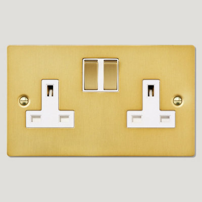 SYLVIE Double Plug Socket - Brass (White Insert)