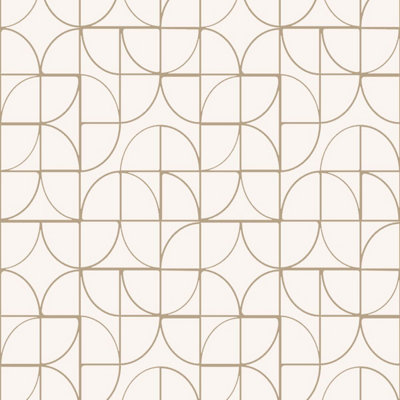 Symmetry Geometric Shapes Wallpaper Pink / Rose Gold Rasch 310115