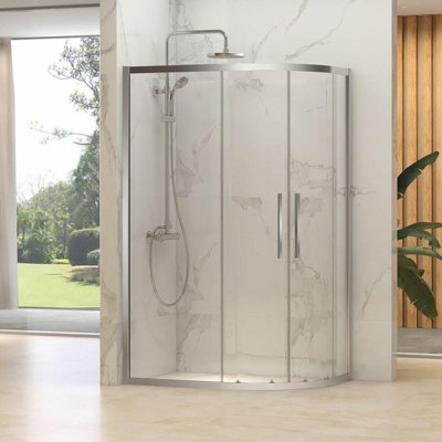 Synergy Designer 2 Door Chrome Shower Door 900 x 1200mm, Tray & Waste Set Sliding Offset Quad Price Comparisons | Compare The Build