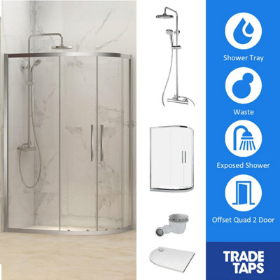 Synergy Designer Chrome Door 900 x 1200mm, Tray , Waste & Trisen Shower Full Set Offset Quad Price Comparisons | Compare The Build