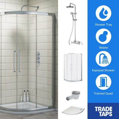 Synergy Designer Quad Chrome Door, Tray, Waste & Trisen Shower Set 800 x 800mm Price Comparisons | Compare The Build