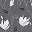 Synergy Floral Glitter Wallpaper Ebony Black Vymura M0783