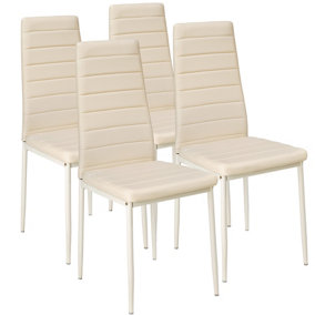 Synthetic Leather Dining Chairs Set of 4 - beige
