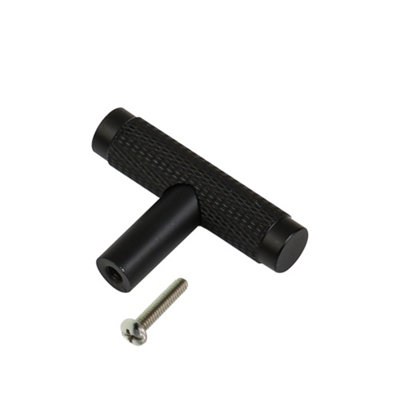 T Bar Kitchen Door Handles Pack of 6, Black, L50mmXW12mmXH34mm