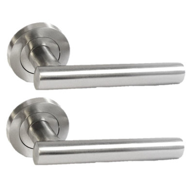 T Bar ROUND ROSE MODERN Door Handle Latch Satin
