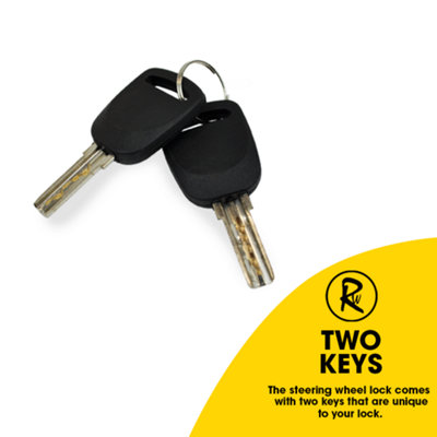 T-Bar Steering Wheel Lock Car Van Vehicle Security Safety with 2 Keys - 7